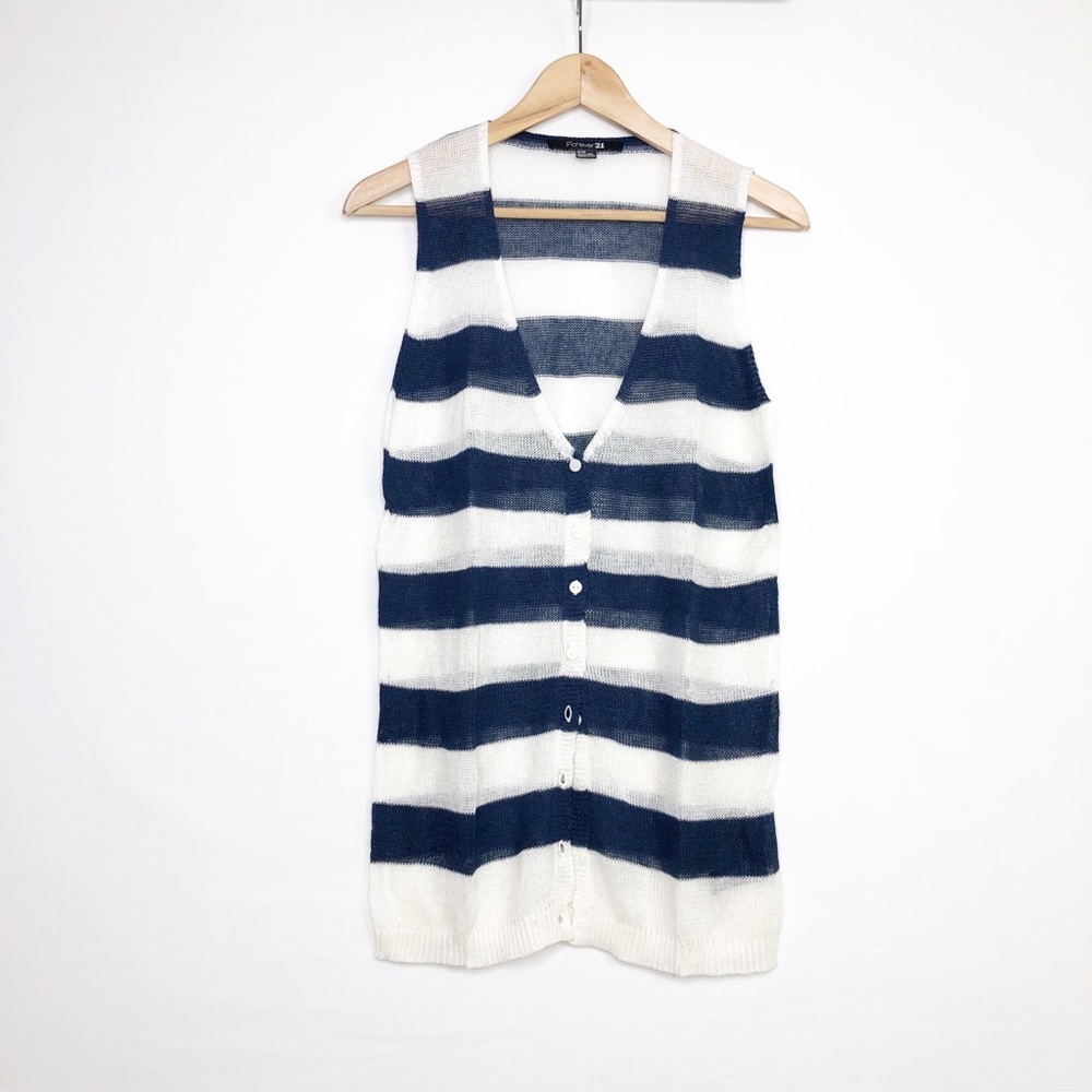 Forever 21 navy blue striped sweater vest